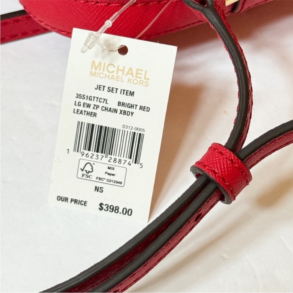 2pcs ♥️ Michael Kors Jet Set Item Chain Crossbody Bag & Dust Bag NWT Bright Red - Picture 8 of 8
